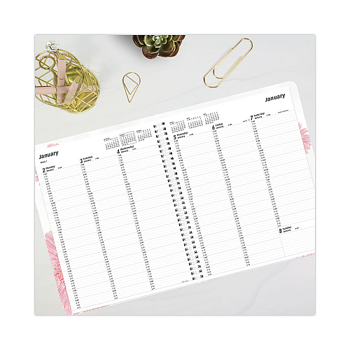 Brownline Essential Weekly Appointment Book, Columnar Format, Pink Daisy Artwork, 11 x 8.5, Multicolor Cover, 12-Month (Jan-Dec): 2026 (CB950G05)