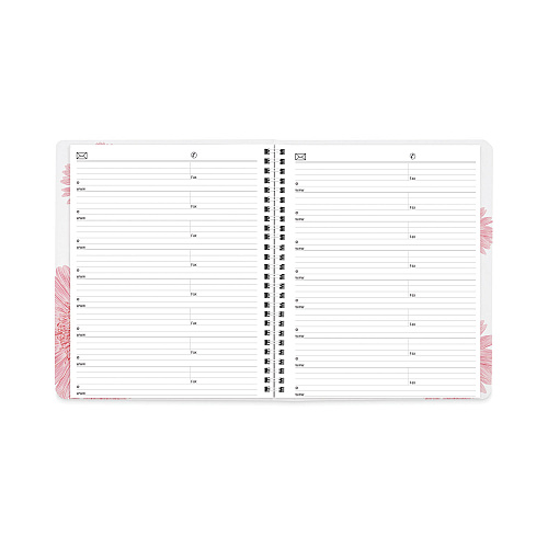 Brownline Essential Collection Ruled Monthly Planner, Pink Daisy Artwork, 8.88 x 7.13, Black/Pink Cover, 14-Month: Dec 2025 to Jan 2027 (CB1200G05)