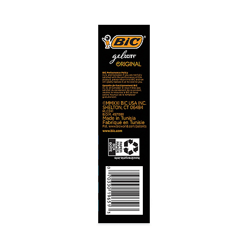 BIC Gel-ocity Gel Pen Value Pack, Retractable, Medium 0.7 mm, Black Ink, Clear/Black Barrel, 24/Pack (RLC241BK)