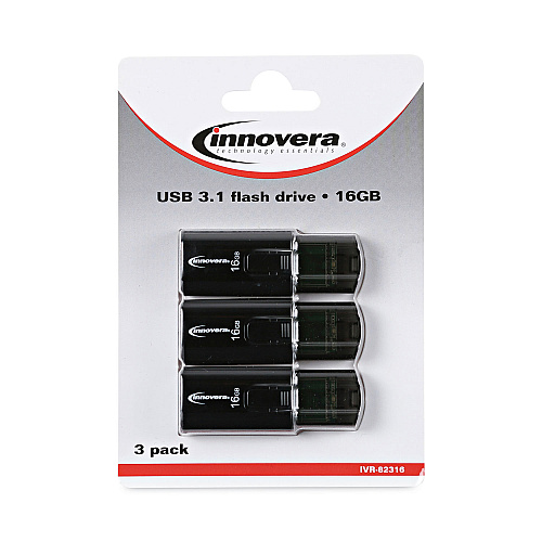 Innovera USB 3.0 Flash Drive, 16 GB, 3/Pack (IVR82316)