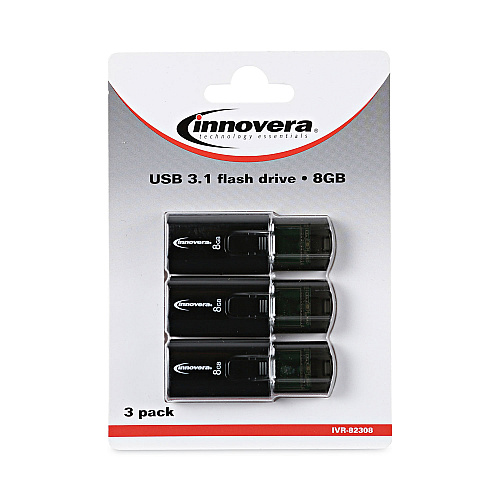Innovera USB 3.0 Flash Drive, 8 GB, 3/Pack (IVR82308)
