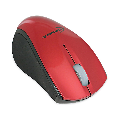 Innovera Mini Wireless Optical Mouse, 2.4 GHz Frequency/30 ft Wireless Range, Left/Right Hand Use, Red/Black (IVR62204)