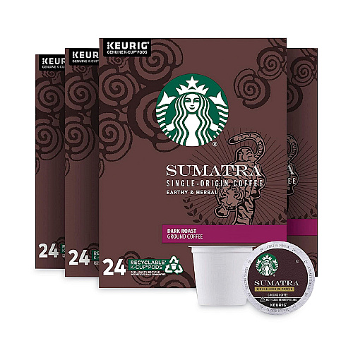 Starbucks Sumatra Coffee K-Cups, Sumatra, 0.4 oz K-Cup, 96/Box (12565254CT)