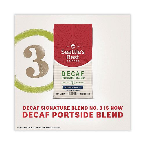 Seattle's Best Port Side Blend Ground Coffee, Decaffeinated Medium Roast, 12 oz Bag, 6/Carton (11008565CT)