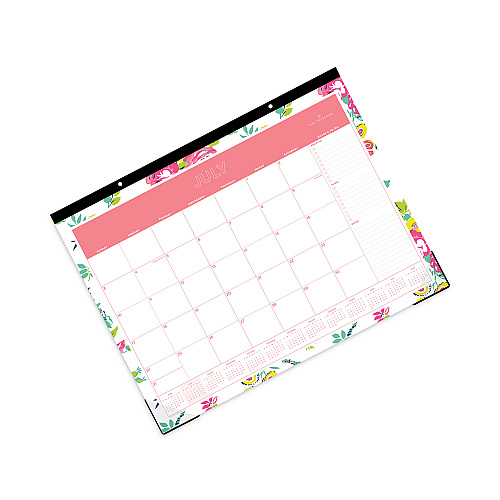 Blue Sky Day Designer Peyton Academic Desk Pad, Floral Artwork, 22 x 17, Black Binding, Clear Corners, 12-Month (July-June): 2025-2026 (107938)