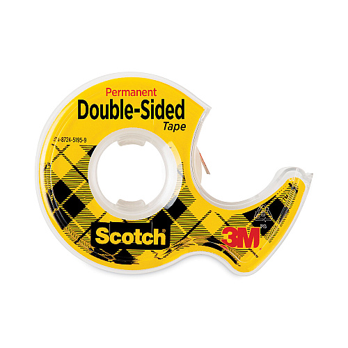 Scotch Double-Sided Permanent Tape in Handheld Dispenser, 1" Core, 0.5" x 37.5 ft, Clear (137)