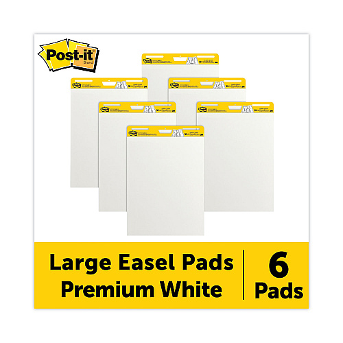 Post-it Vertical-Orientation Self-Stick Easel Pad Value Pack, Unruled, 25 x 30, White, 30 Sheets, 6/Carton (559VAD6PK)