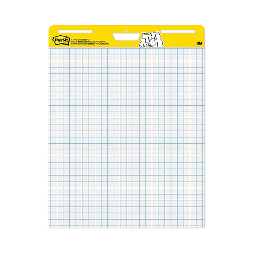 Post-it Vertical-Orientation Self-Stick Easel Pads, Quadrille Rule (1 sq/in), 25 x 30, White, 30 Sheets, 2/Carton (560)