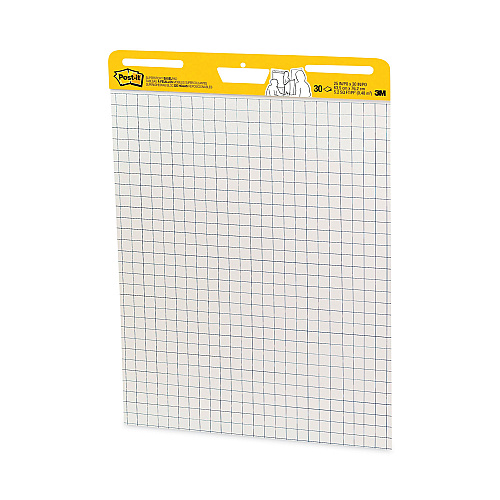 Post-it Vertical-Orientation Self-Stick Easel Pads, Quadrille Rule (1 sq/in), 25 x 30, White, 30 Sheets, 2/Carton (560)