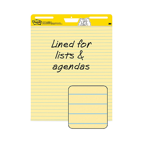 Post-it Vertical-Orientation Self-Stick Easel Pads, Presentation Format (1.5" Rule), 25 x 30, Yellow, 30 Sheets, 2/Carton (561)