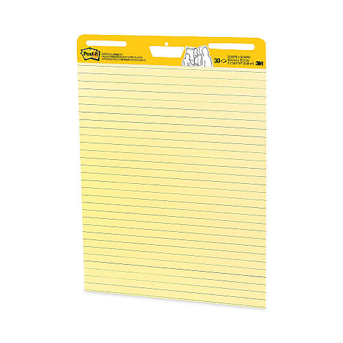 Post-it Vertical-Orientation Self-Stick Easel Pad Value Pack, Presentation Format (1.5" Rule), 25 x 30, Yellow, 30 Sheets, 4/Carton (561VAD4PK)