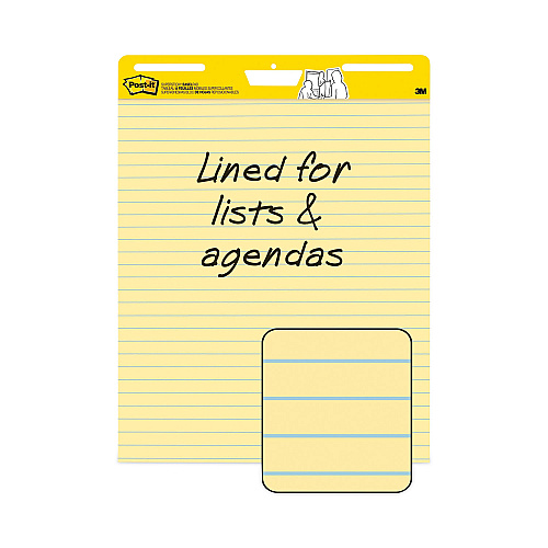 Post-it Vertical-Orientation Self-Stick Easel Pad Value Pack, Presentation Format (1.5" Rule), 25 x 30, Yellow, 30 Sheets, 4/Carton (561VAD4PK)