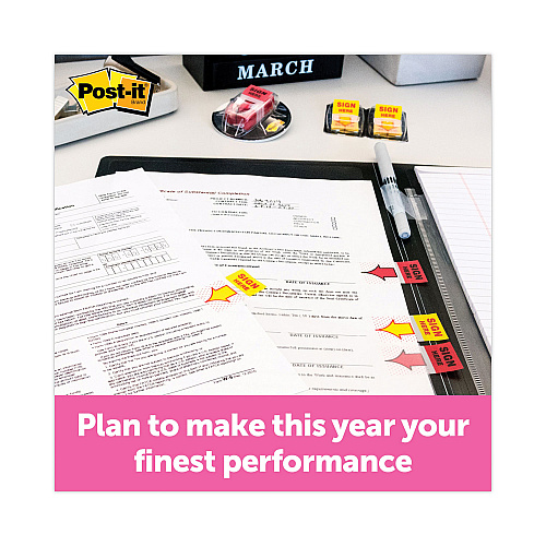 Post-it Page Flags in Dispenser, "Sign Here", Yellow, 200 Flags/Dispenser (680HVSH)