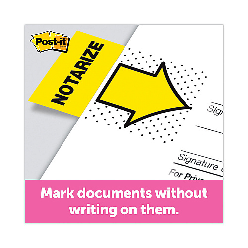 Post-it Arrow Message 1" Page Flags, "Notarize," Yellow, 50 Flags/Dispenser, 2 Dispensers/Pack (680NZ2)