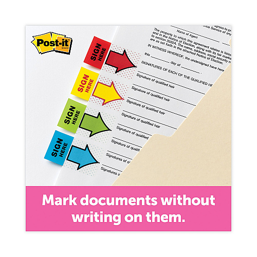 Post-it Arrow Message 1" Page Flags, "Sign and Date", Green, 50 Flags/Dispenser, 2 Dispensers/Pack (680SD2)