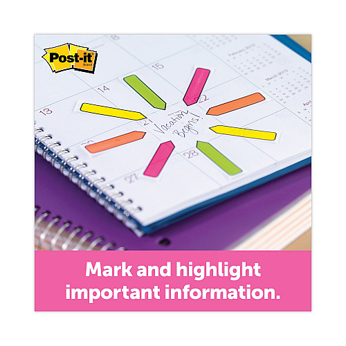 Post-it Arrow 0.5" Page Flags, Four Assorted Bright Colors, 24/Color, 96 Flags/Pack (684ARR4)