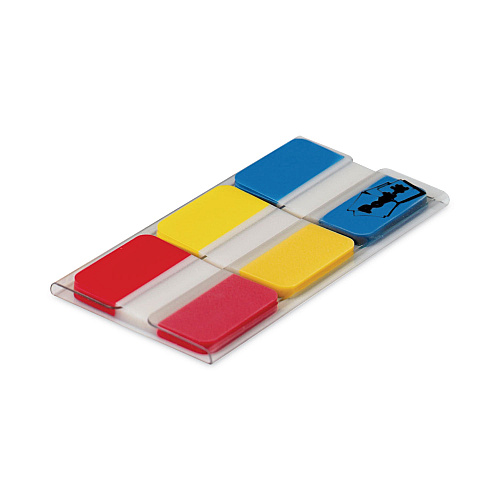 Post-it 1" Plain Solid Color Tabs, 1/5-Cut, Assorted Primary Colors, 1" Wide, 66/Pack (686RYB)