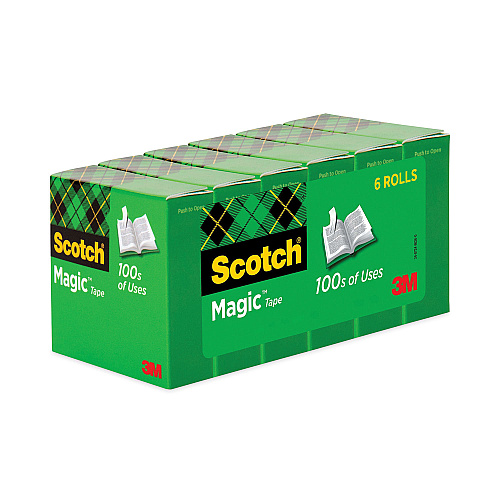 Scotch Magic Tape Refill, 1" Core, 0.75" x 83.33 ft, Clear, 6/Pack (810K6)
