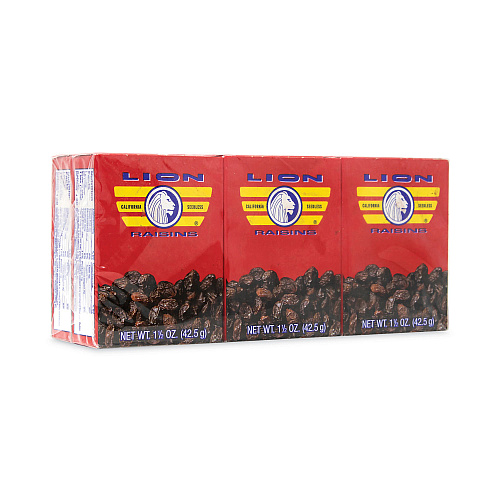 Lion California Seedless Raisins, 1.5 oz Box, 6/Pack (30801001)
