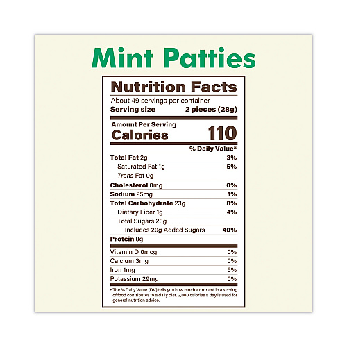 Pearson's Mint Patties,175 Individually Wrapped, 3 lb Bag (20900558)