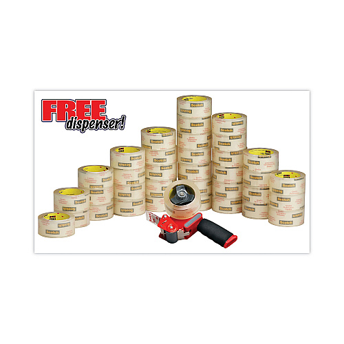 Scotch 3750 Commercial Grade Packaging Tape with ST-181 Pistol-Grip Dispenser, 3" Core, 1.88" x 54.6 yds, Clear, 36/Carton (3750CS36ST)