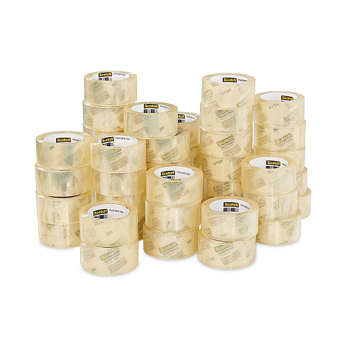 Scotch 3750 Commercial Grade Packaging Tape with Dispenser, 3" Core, 1.88" x 54.6 yds, Clear, 48/Pack (3750CS48)