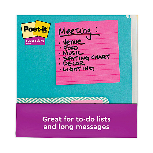 Post-it Pads in Energy Boost Collection Colors, Note Ruled, 4" x 4", 90 Sheets/Pad, 6 Pads/Pack (6756SSUC)