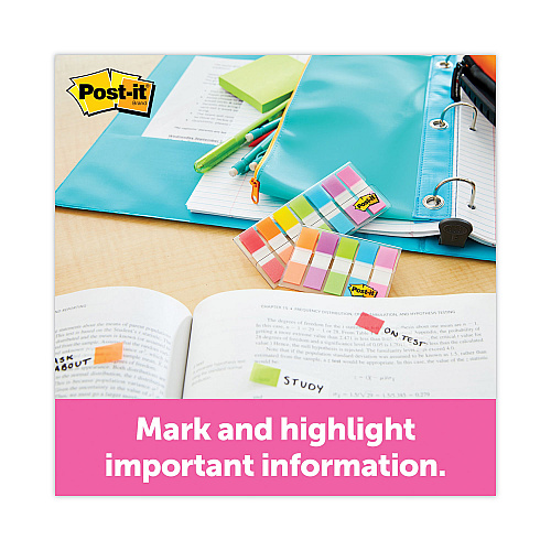Post-it Page Flags in Portable Dispenser, Assorted Brights, 5 Dispensers, 20 Flags/Color (6835CB2)