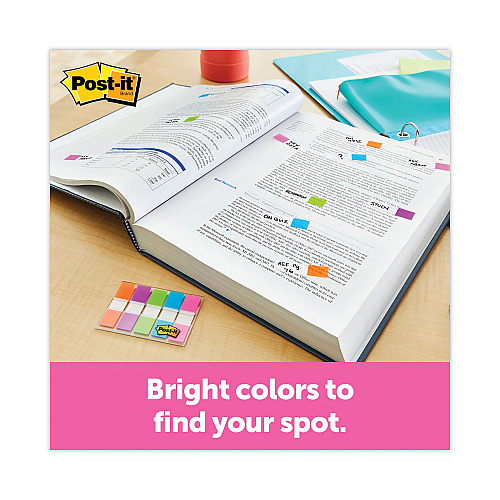 Post-it Page Flags in Portable Dispenser, Assorted Brights, 5 Dispensers, 20 Flags/Color (6835CB2)