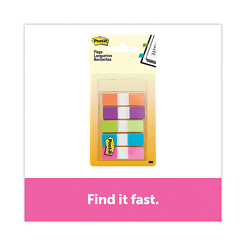 Post-it Page Flags in Portable Dispenser, Assorted Brights, 5 Dispensers, 20 Flags/Color (6835CB2)