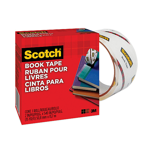 Scotch Book Tape, 3" Core, 2" x 15 yds, Clear (8452)
