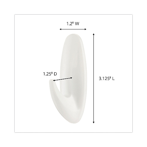 Command General Purpose Designer Hooks, Medium, Plastic, White, 3 lb Capacity, 50 Hooks and 50 Strips/Carton (17081CABPK)