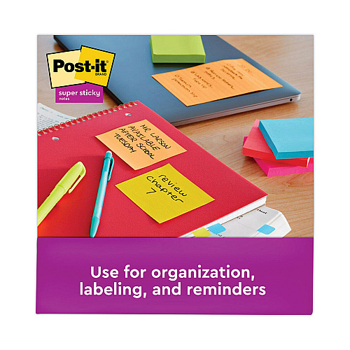 Post-it Pads in Energy Boost Collection Colors, 3" x 3", 90 Sheets/Pad, 12 Pads/Pack (65412SSUC)