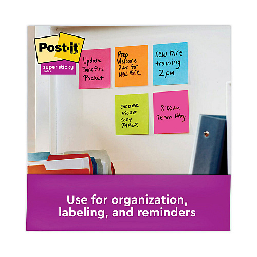 Post-it Pads in Energy Boost Collection Colors, 3" x 3", 90 Sheets/Pad, 24 Pads/Pack (65424SSAU)