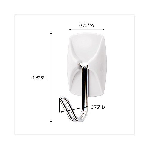 Command General Purpose Wire Hooks Multi-Pack, Small, Metal, White, 0.5 lb Capacity, 9 Hooks and 12 Strips/Pack (170679ES)