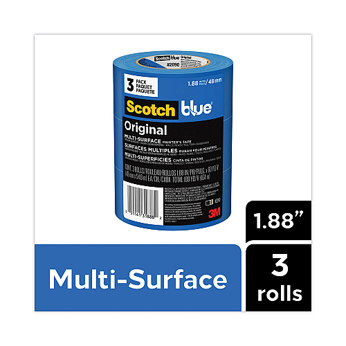 ScotchBlue Original Multi-Surface Painter's Tape, 3" Core, 1.88" x 60 yds, Blue, 3/Pack (209048EVP)
