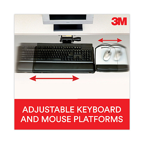 3M Knob Adjust Keyboard Tray With Highly Adjustable Platform, Black (AKT80LE)