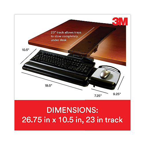 3M Sit/Stand Easy Adjust Keyboard Tray, Highly Adjustable Platform,, Black (AKT180LE)
