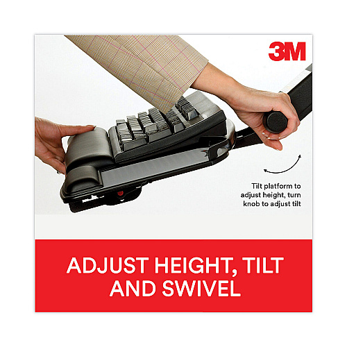 3M Sit/Stand Easy Adjust Keyboard Tray, Highly Adjustable Platform,, Black (AKT180LE)