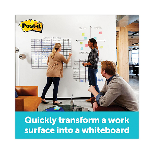 Post-it Dry Erase Surface, 50 ft x 4 ft, White Surface (DEF50X4)