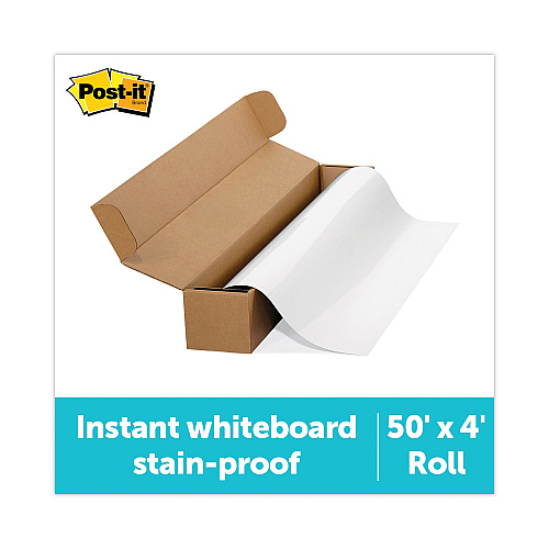 Post-it Dry Erase Surface, 50 ft x 4 ft, White Surface (DEF50X4)