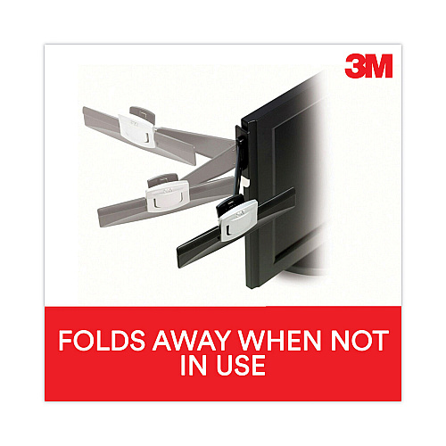 3M Swing Arm Copyholder, Adhesive Monitor Mount, 30 Sheet Capacity, Plastic, Black/Silver Clip (DH240MB)
