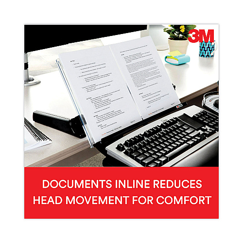 3M In-Line Freestanding Copyholder, 300 Sheet Capacity, Plastic, Black/Clear (DH640)