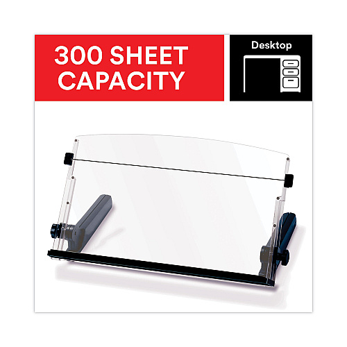 3M In-Line Freestanding Copyholder, 300 Sheet Capacity, Plastic, Black/Clear (DH640)