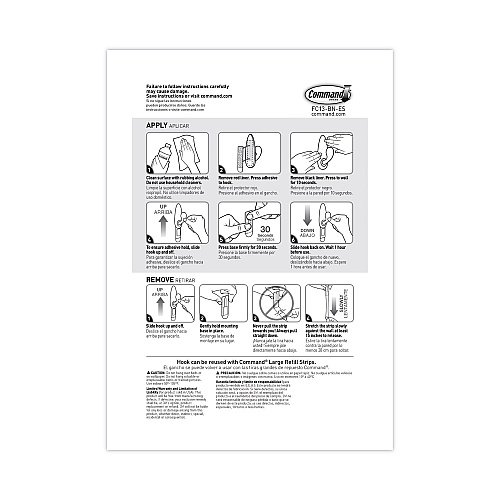 Command Adhesive Mount Metal Hook, Large, Brushed Nickel Finish, 5 lb Capacity, 1 Hook and 2 Strips/Pack (FC13BNES)