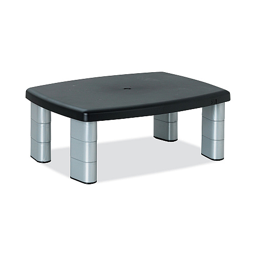 3M Adjustable Height Monitor Stand, 15" x 12" x 2.63" to 5.78", Black/Silver, Supports 80 lbs (MS80B)