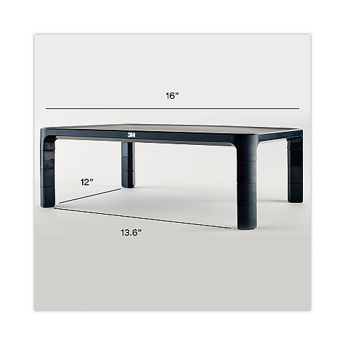 3M Adjustable Monitor Stand, 16" x 12" x 1.75" to 5.5", Black, Supports 20 lbs (MS85B)