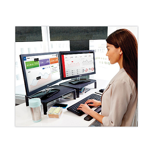 3M Adjustable Monitor Stand, 16" x 12" x 1.75" to 5.5", Black, Supports 20 lbs (MS85B)