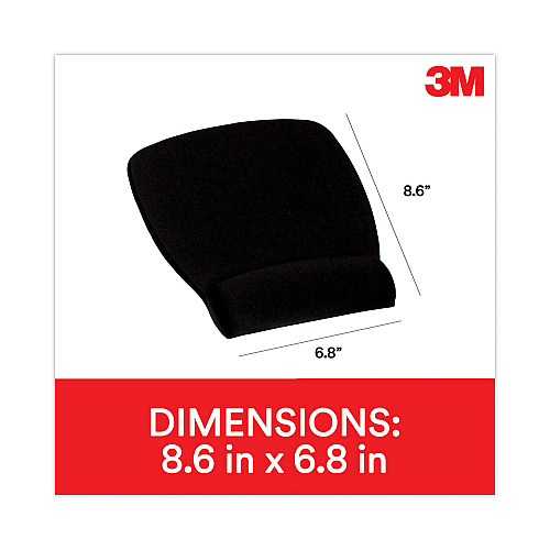 3M Antimicrobial Foam Mouse Pad with Wrist Rest, 8.62 x 6.75, Black (MW209MB)