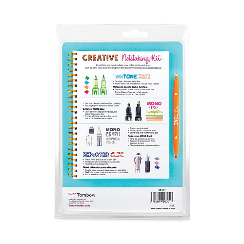 Tombow Creative Notetaking Kit, 0.7mm Ballpoint Pen, 0.5mm HB Pencil, (4) Bullet/Chisel Tip Markers,(3) Chisel/Fine Tip Highlighters (56301)